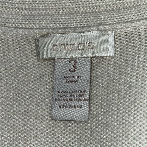 Chico’s Cream Open Front Shawl Collar Cardigan Sweater | Chico’s Sz. 3 (X-Large) - Picture 3 of 6